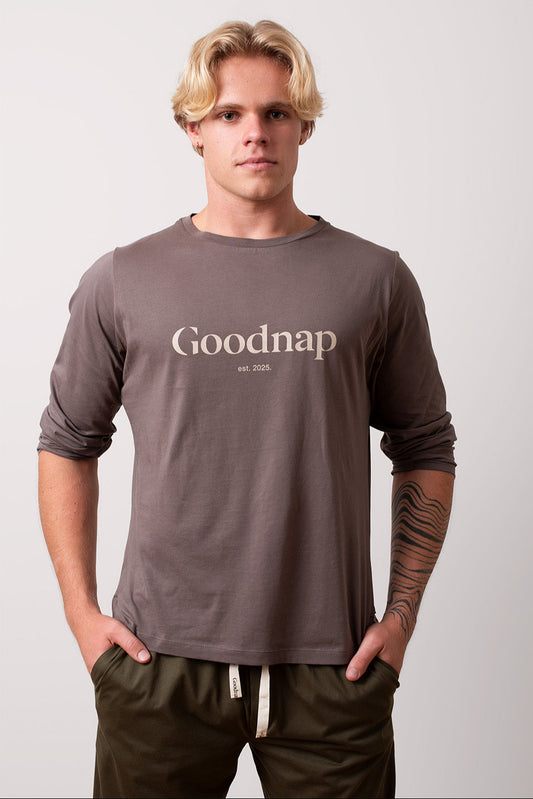 The Freedom Organic Cotton Pyjama Top - Truffle - Classic Logo Sleep-Tee