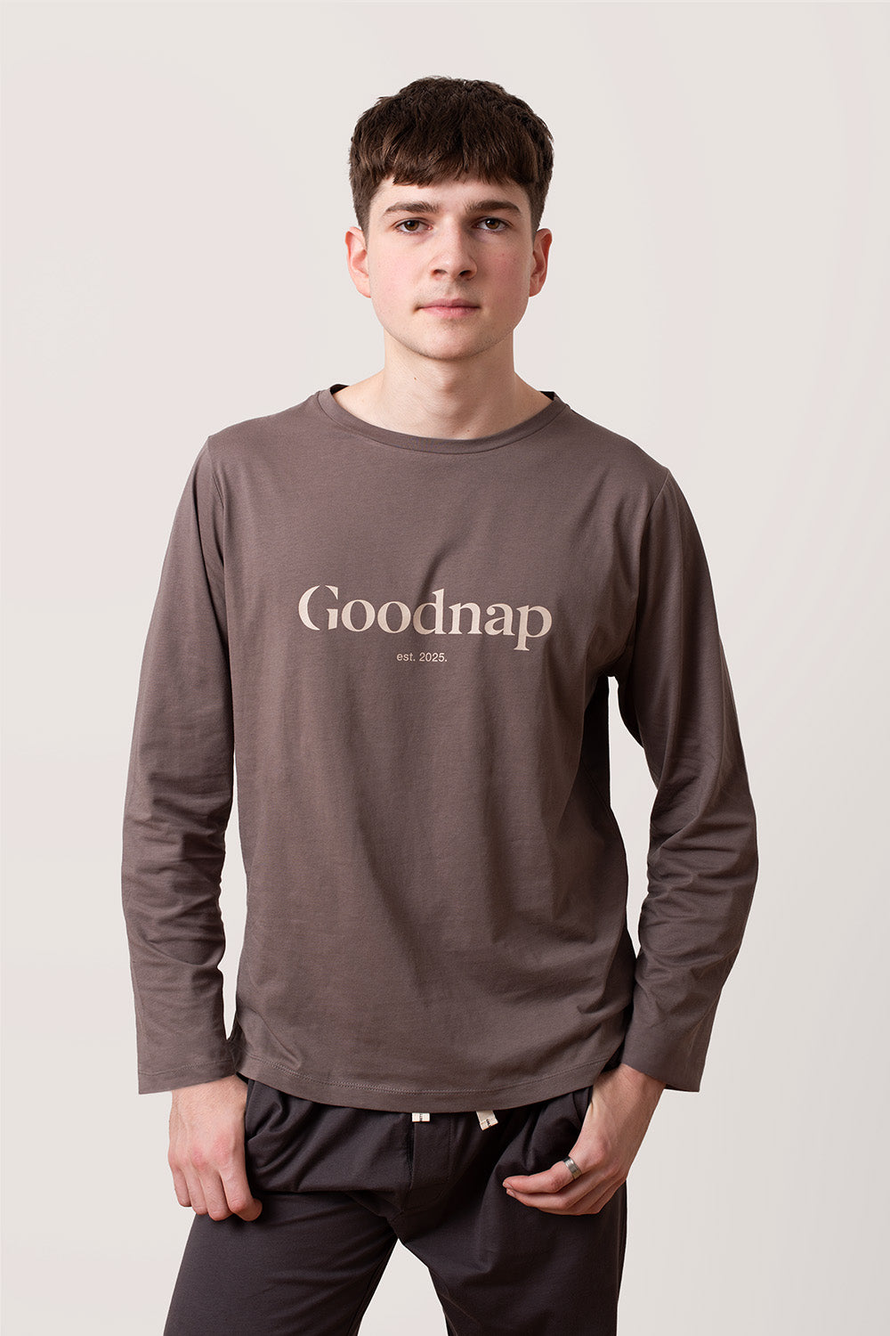 The Freedom Organic Cotton Pyjama Top - Truffle - Classic Logo Sleep-Tee