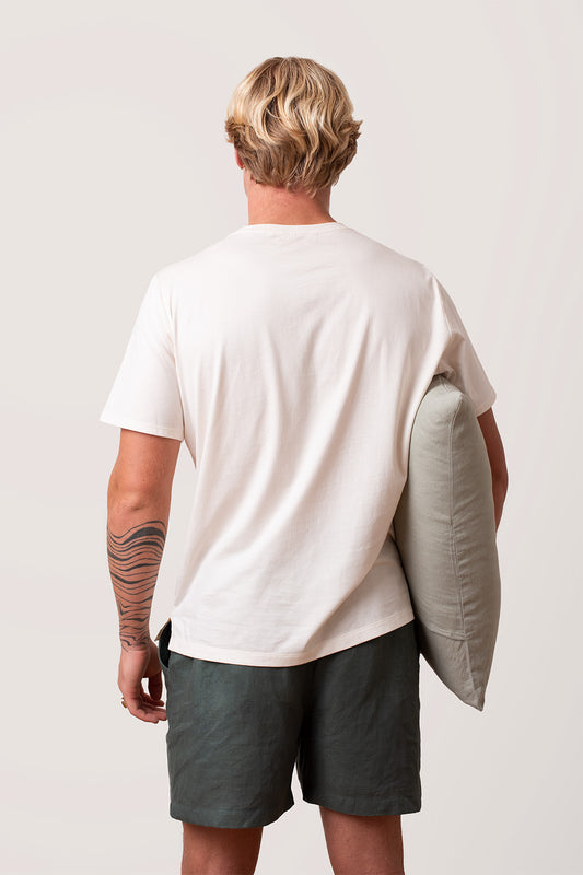 The Classic Men's Organic Cotton Jersey Sleep Tee - Cloud + Cream Logo