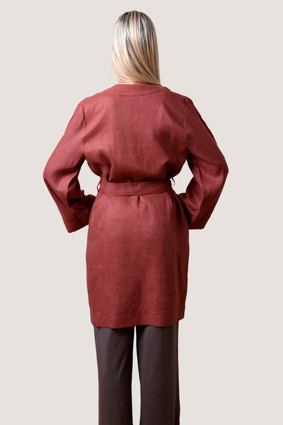 'Libby', The Liberty Organic Linen Robe - Cinnamon