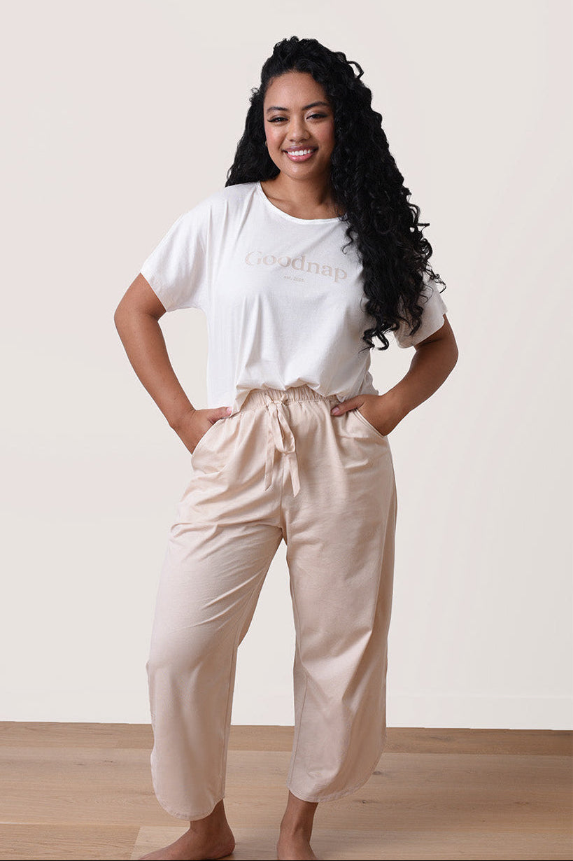 The Classic Organic Cotton Jersey Sokha Sleep Tee - Off-White