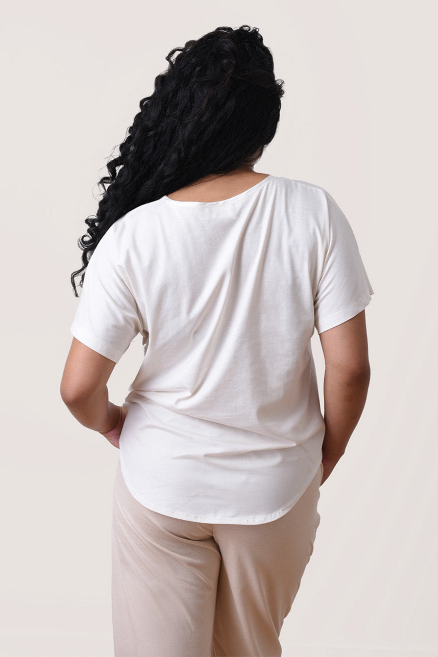The Classic Organic Cotton Jersey Sokha Sleep Tee - Off-White