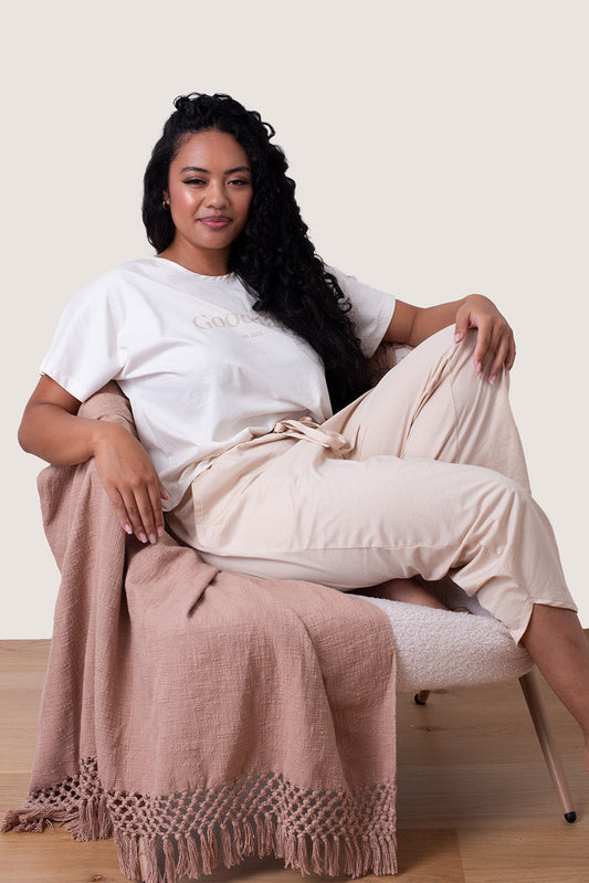 The Classic Organic Cotton Jersey Sokha Sleep Tee - Off-White