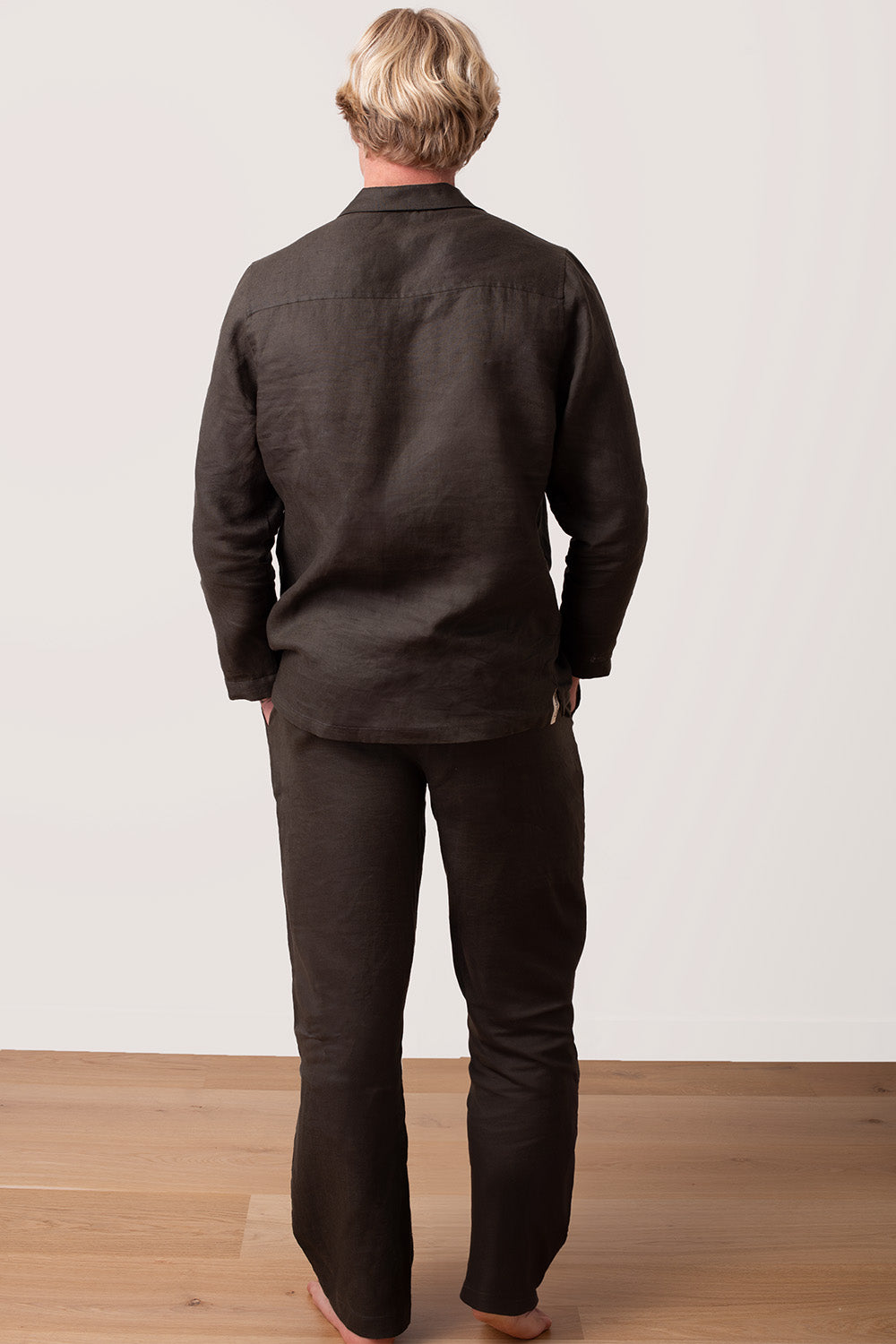 The Solace - Organic European Linen Long Set - Smoky Sage