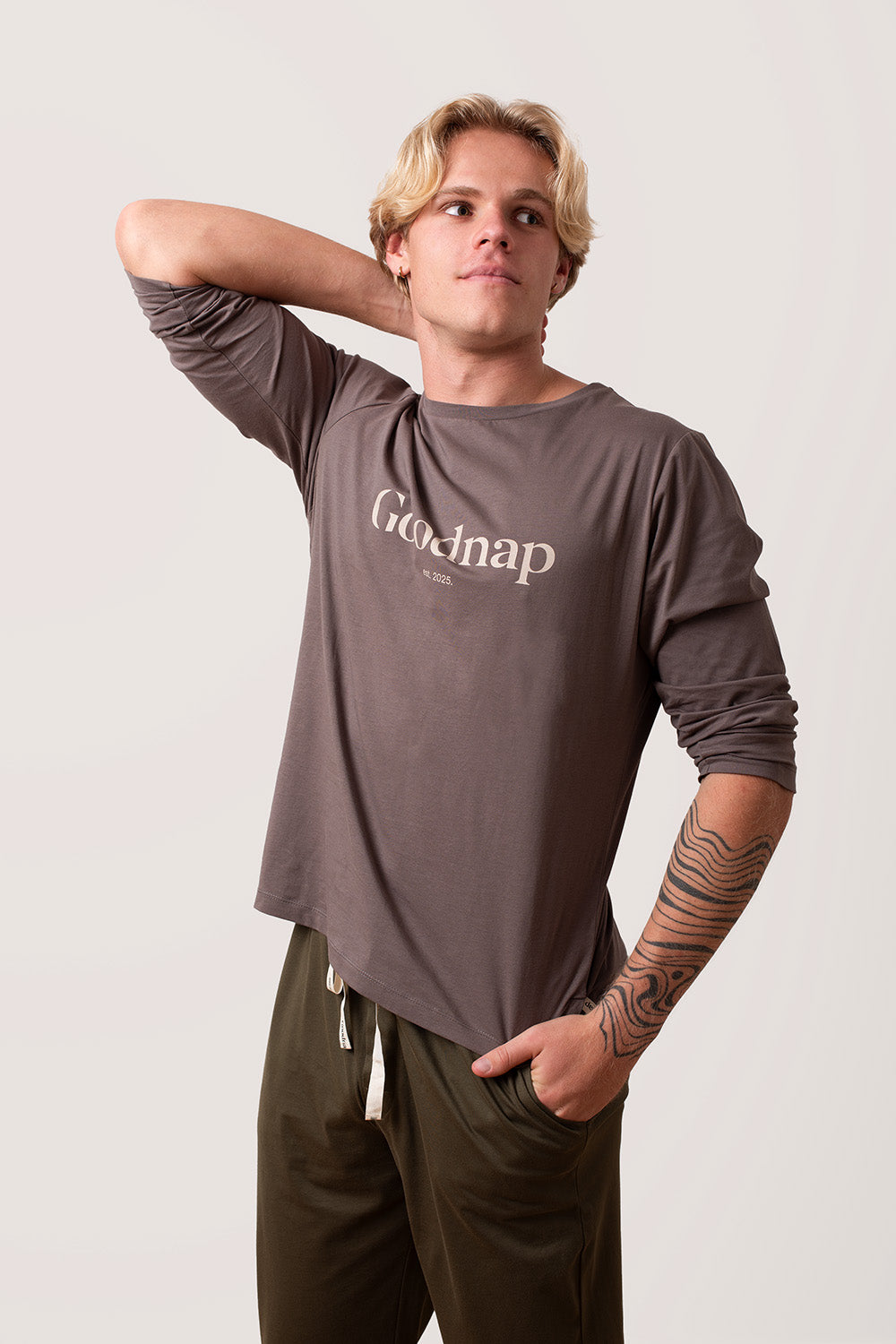 The Freedom Organic Cotton Pyjama Top - Truffle - Classic Logo Sleep-Tee