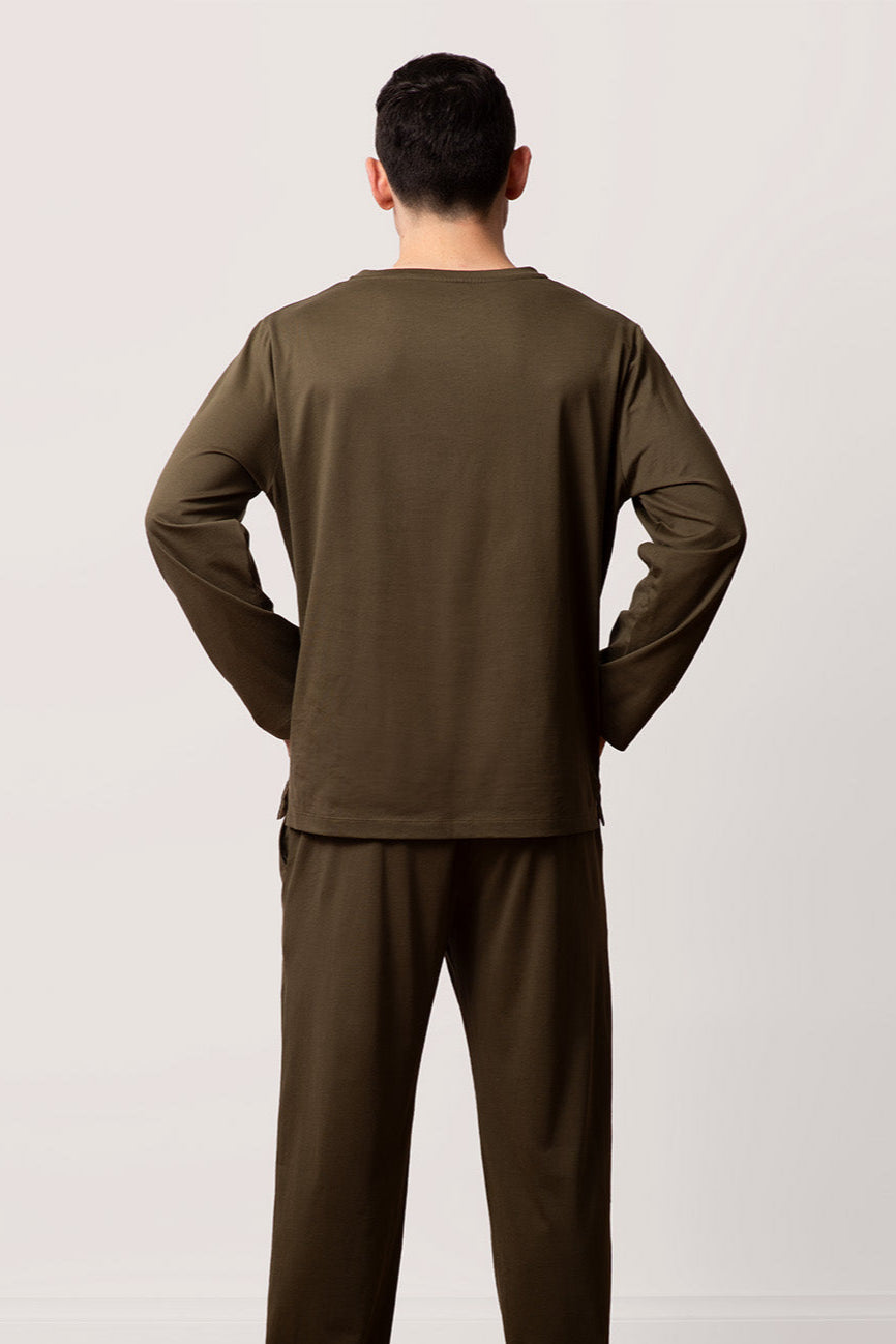The Freedom Organic Cotton Pyjama Top - Olive - Classic Logo Sleep-Tee
