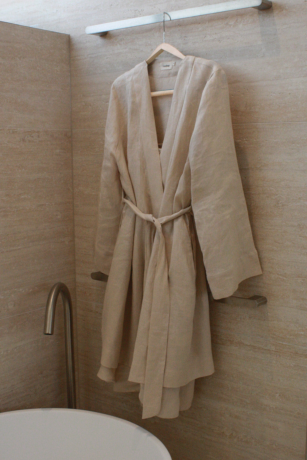 "Libby", The Liberty Organic Linen Robe - Sand