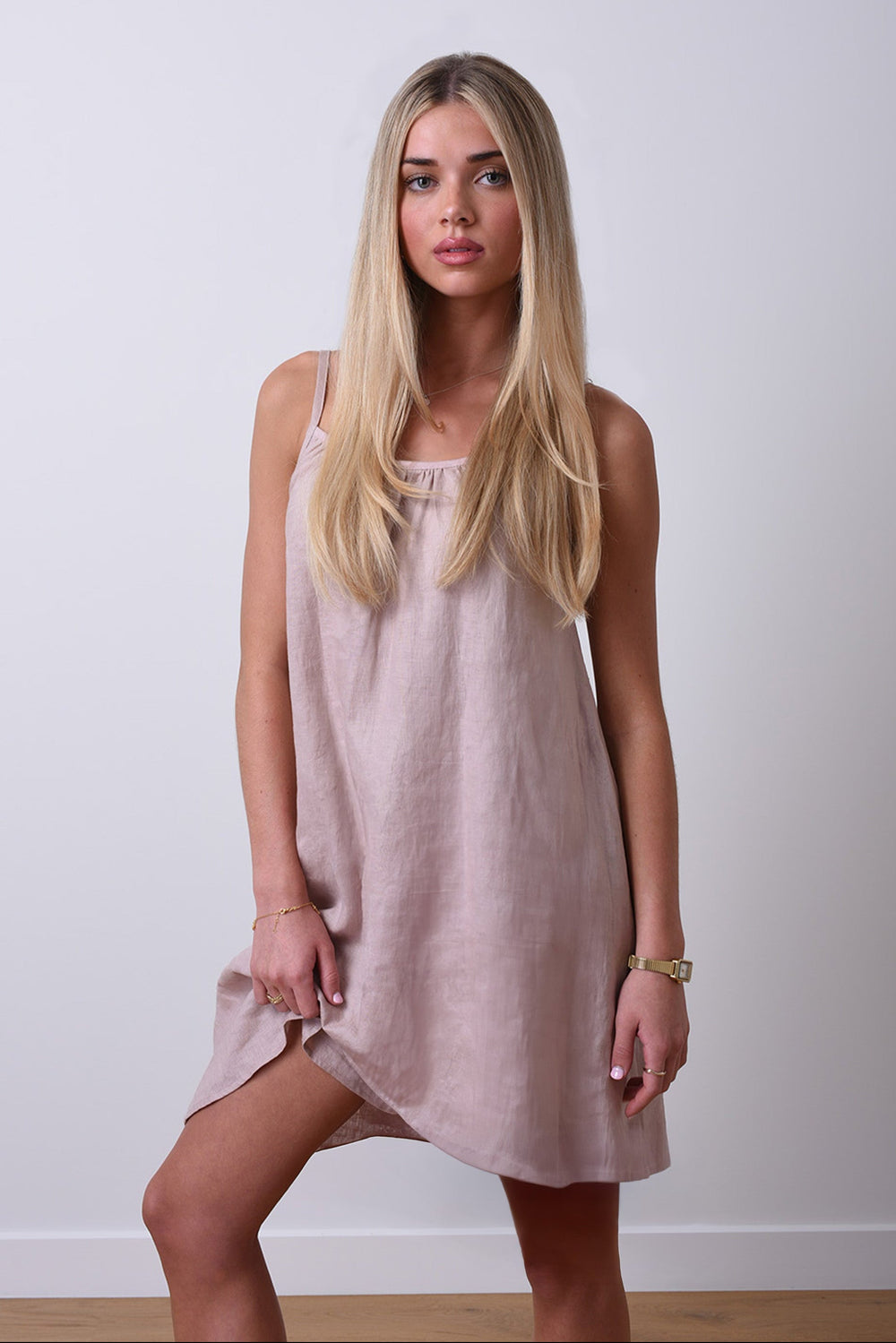 Sunkissed Linen Day Dress – Organic European Flax™ Linen in Blush Pink
