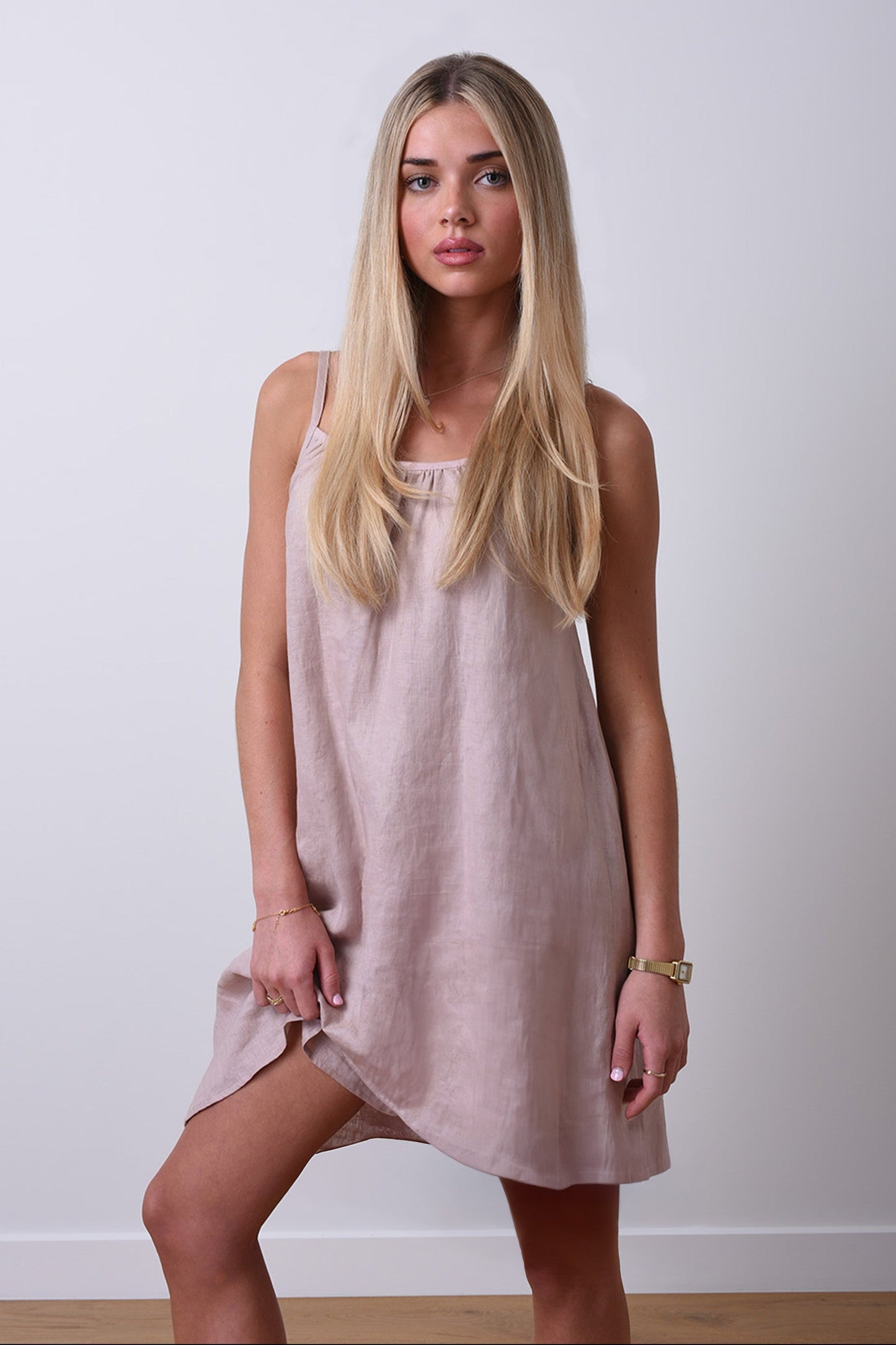 Sunkissed Linen Day Dress – Organic European Flax™ Linen in Blush Pink