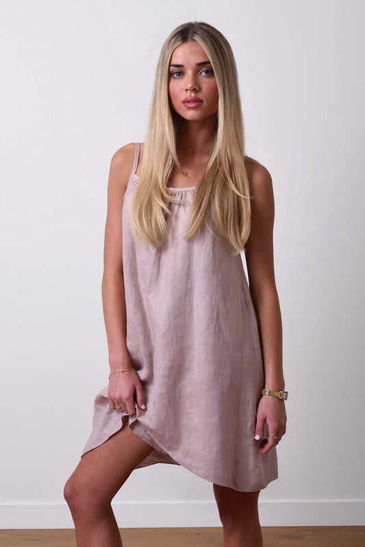 Sunkissed Linen Dress - Organic Linen - Blush Pink