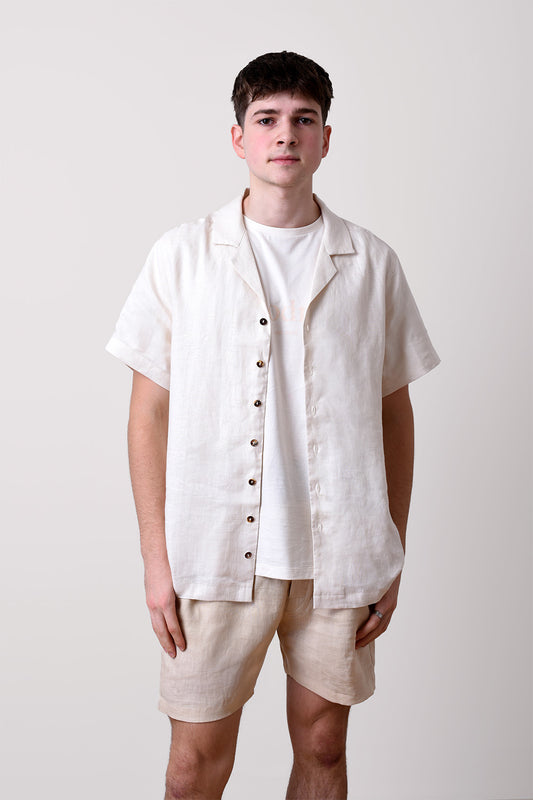 Drift Linen Shirt – Premium Organic European Flax™ Linen Men’s Shirt in Cream