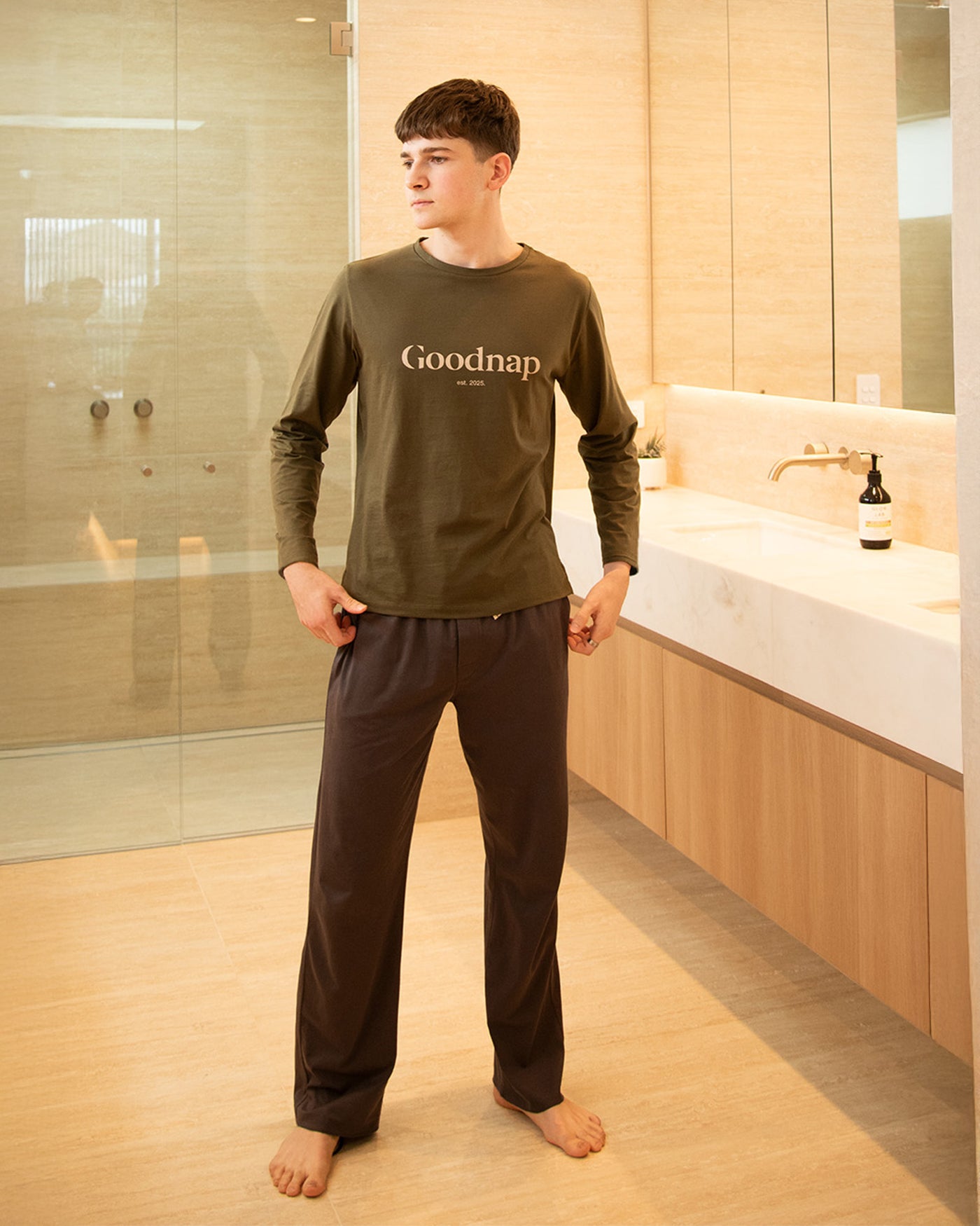 Men's Long Pyjama Pant - Espresso