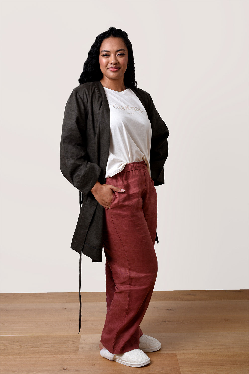 Renew Linen Robe – Moss