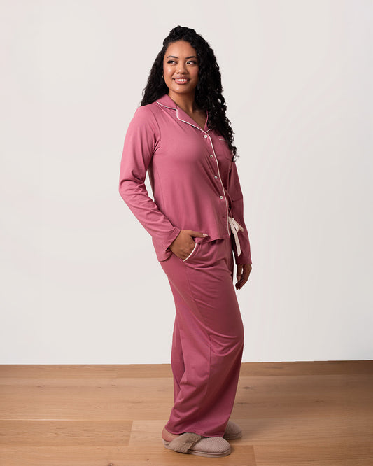 Sundown Piped PJ Set - Peaceful Plum