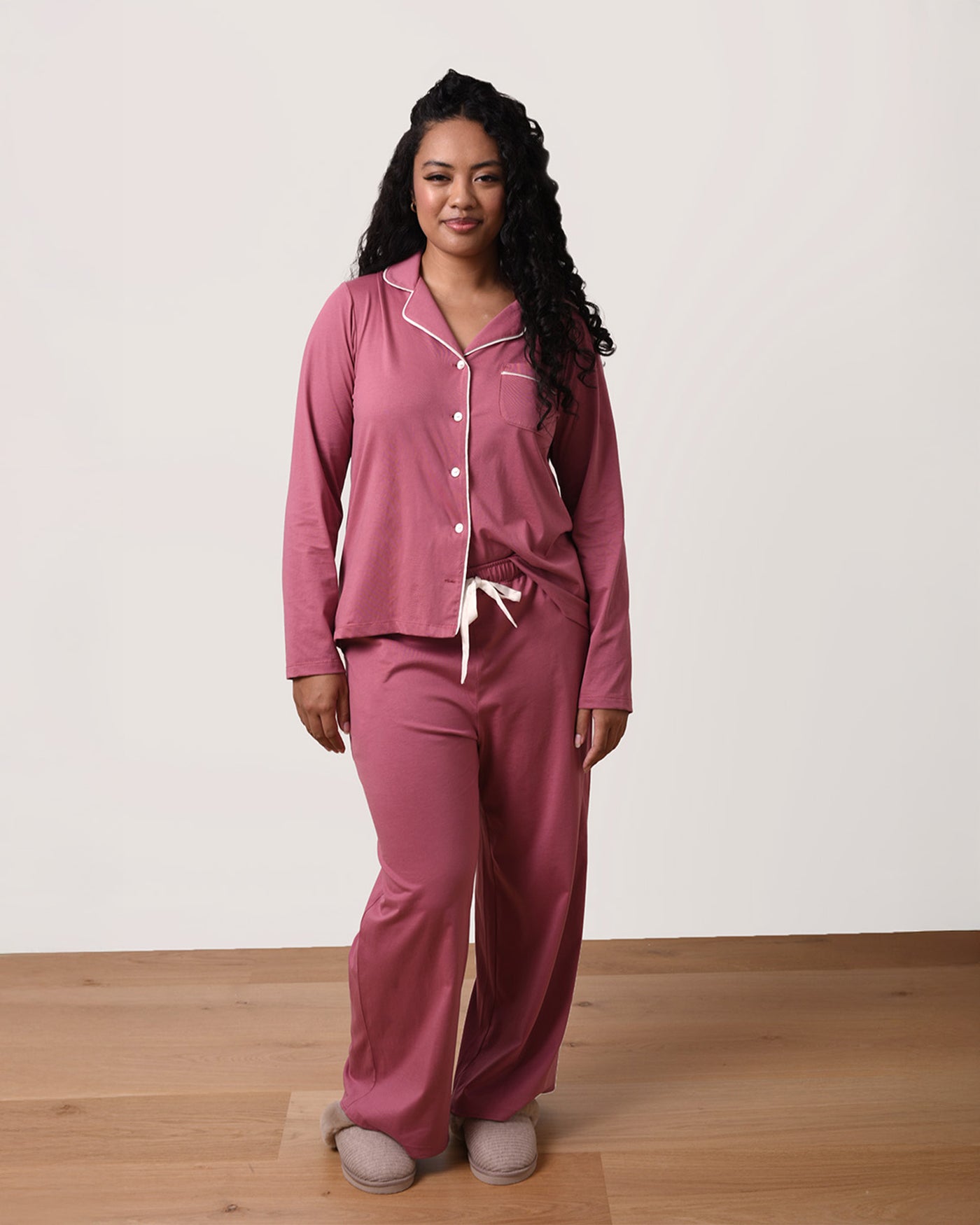 Sundown Piped PJ Set - Peaceful Plum