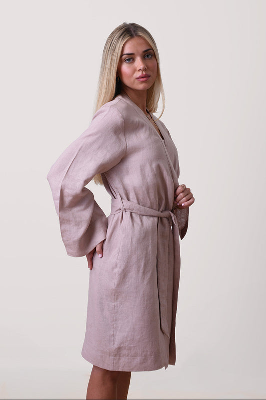 Libby Linen Robe - Sunkissed Blush – Premium European Flax™ Linen Women’s Robe