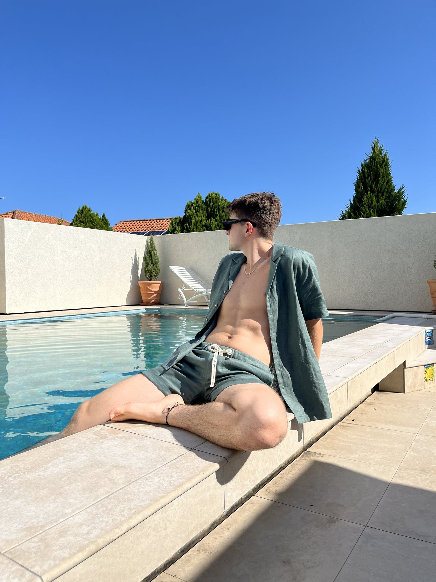 Drift Linen Shirt – Premium Organic European Flax™ Linen Men’s Shirt in Forest Green